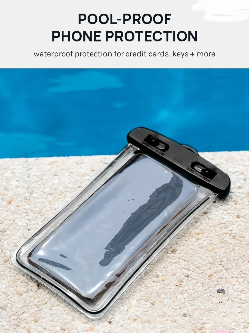 Universal Waterproof Black Phone Pouch with Lanyard BNIB